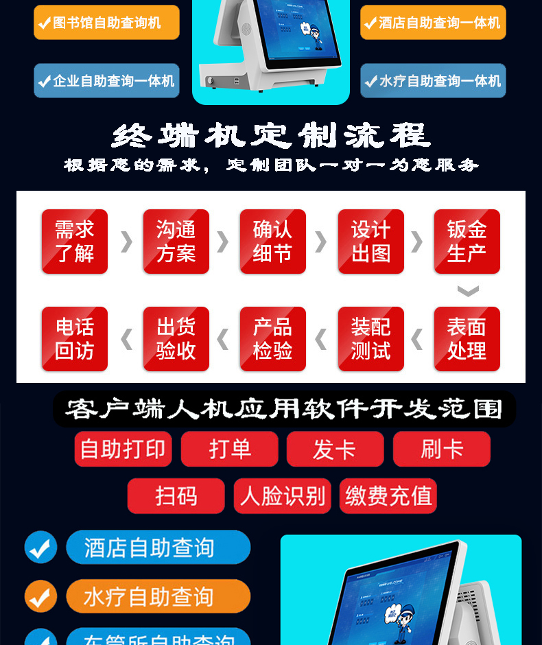 來訪人員登記管理系統多功能自助終端一體機定制生產客戶端應用軟件開發